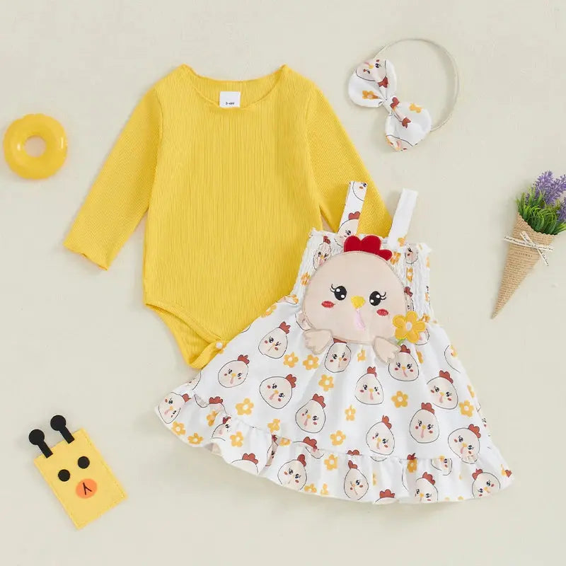 Baby Girls Thanksgiving Set Long Sleeve Jumpsuit Turkey Lamp Post